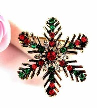 Elegant Vintage Look Gold Plated Christmas Snow Flake Brooch Cake Pin b48r - £14.72 GBP