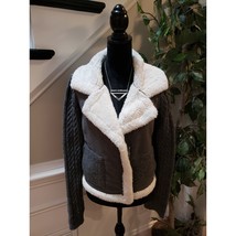 Thread &amp; Supply Sherpa Lined Jacket Women’s Small Gray Faux Fur Cozy Warm - $44.55