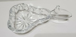 Crystal Etched Glass Pear Shaped Small Bowl Dish Fruit 6 3/4&quot; Diamond St... - £18.45 GBP