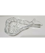 Crystal Etched Glass Pear Shaped Small Bowl Dish Fruit 6 3/4&quot; Diamond St... - £17.33 GBP