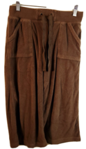 Sand N Sun Fuzzy Jogger Pants Women Small Brown Cotton Pocket Pull On Drawstring - £13.64 GBP