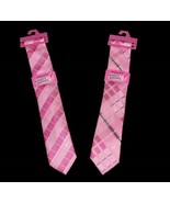 Breast Cancer Pink Plaid or Squares w/Embroidered Ribbon Mens NeckTie NW... - $30.07 CAD