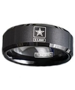 Black tungsten wedding band ring for men US Army 8mm comfort fit - $59.00