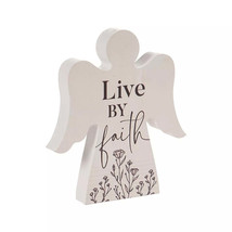 Angel Shaped Wood Sign - &quot;Live by Faith&quot; - £7.95 GBP