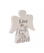 Angel Shaped Wood Sign - "Live by Faith"