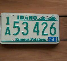 Idaho 1989 Greenie Famous Potatoes License Plate 1A 53426 Ada County Man... - $20.00