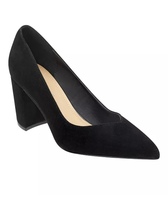 Marc Fisher Caitlan Pointy Toe Black Suede Pumps Block Heel Size 9M - £22.37 GBP