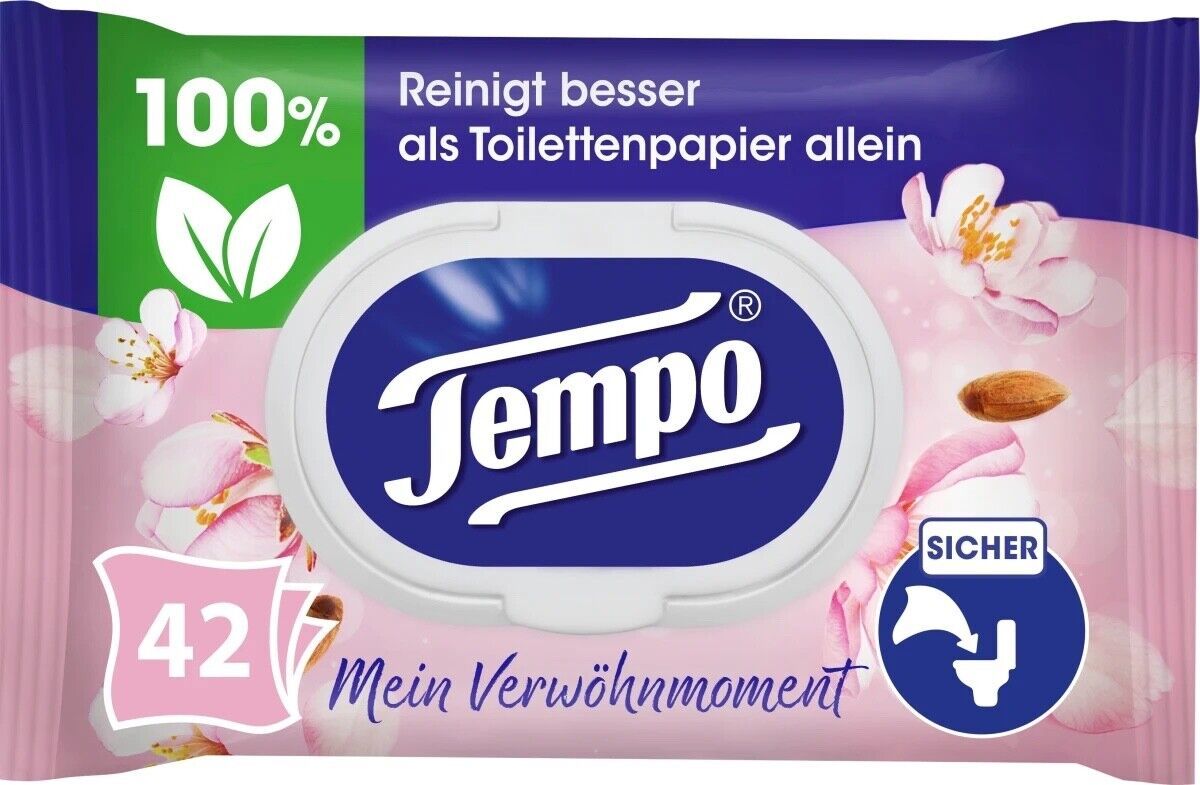 Tempo Soft & Sensitive: Almond milk & Panthenol WET WIPES FREE SHIP