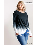 Women&#39;s Ombre Print Long Sleeve Top With Gathered Front Detail And Raw Hem - $682.33 MXN