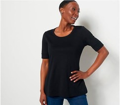 Isaac Mizrahi Live! Essentials Pima Cotton Top (Pitch Black, XX-Small) A496214 - £12.35 GBP