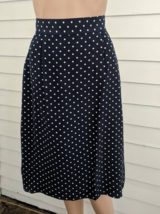 Dark Blue Polka Dot Pencil Skirt Navy Spring Vintage 80s XS S 25 Waist - £17.58 GBP