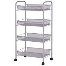 Black/Gray 4 Tier Storage Rack Trolley Cart-Black - Color: Black - £59.60 GBP