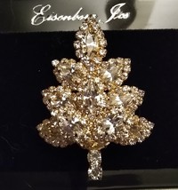 Eisenberg Ice Clear and Gold Tree Brooch Rare Vintage - $78.00