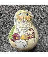 Hand Painted 4” Gourd Santa Ornament Folk Art by Karenlee Spencer 1999 - €20,61 EUR