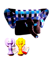 Newborn Bundle- GUND Elamma Elephant 10&quot;x10&quot; Pillow, 2 Squeeze &amp; Squeak Teethers - £9.82 GBP