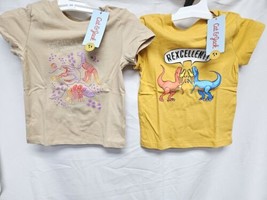 2 New Cat &amp; Jack Dinosaur Theme 12 Months Short Sleeve T-Shirt - £6.37 GBP