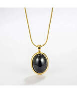 INS Niche Design Oval Black Onyx Pendant S925 Sterling Silver Necklace f... - $61.79 CAD