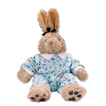 Build A Bear Bunny Rabbit Plush 17&quot; Brown Blue Pjs Baby Hair Bow Stuffed... - £13.97 GBP