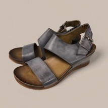 Miz Mooz Mariel Women Shoes Blue 42 M Leather Platform Wedge Sandals 11 - £43.17 GBP