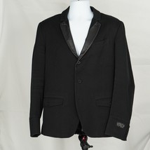 Diesel Black Twill Blazer Suit Jacket Leather Lapel - XL - £122.54 GBP