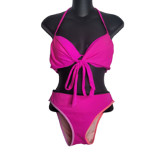 Victorias Secret Wrap Tie Front Hot Pink Bikini Top 34C Bottom Large - £24.98 GBP