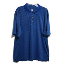 PGA Tour Golf Polo Collared Shirt ~ Sz L ~ Blue w/ Black &amp; White Stripes  - $22.49