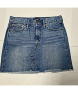 J.Crew Women&#39;s Denim Mini Skirt Straight &amp; Pencil Blue Size 28 Frayed Hem - $321.09 MXN