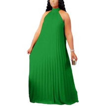 Womens Sexy Plus Size Chiffon Dress Sleeveless Pleated Skirts Long Boho Beach Ma - £67.16 GBP