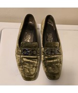 Salvatore Ferragamo Green Velvet Horsebit Loafers / Shoes Italy Womens 9... - $169.51 CAD