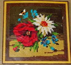 Jiffy Needlepoint Poppies And Daisy Kit 5210 5&quot; X 5&quot; Design - £14.80 GBP