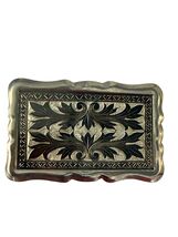Vintage Western Floral Engraved Belt Buckle Silver Tone Rectangular Scro... - $16.20