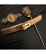 3 Antique Jewelry Victorian Rare Lapel Pins Egyptian, Bar &amp; Stick Pin Pins - £104.73 GBP