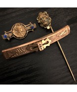 3 Antique Jewelry Victorian Rare Lapel Pins Egyptian, Bar &amp; Stick Pin Pins - $133.65