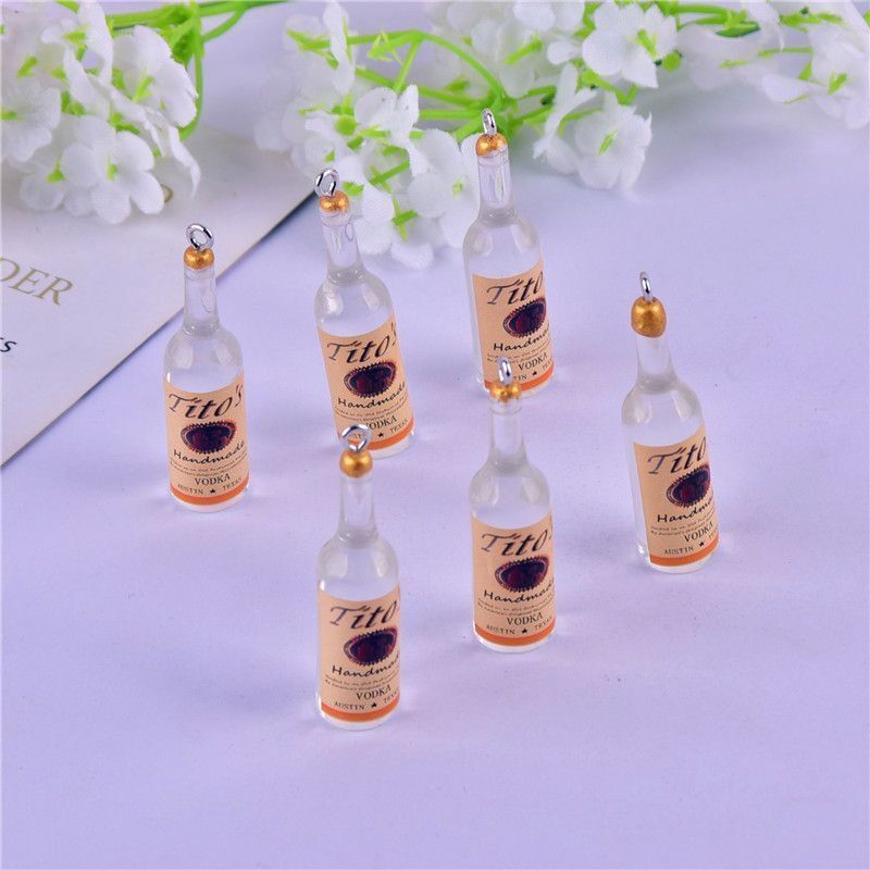 10Pcs 3D Alcohol Bottle Resin Charm Pendant Earring Keychain DIY Fashion Jewelry - $11.37