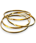 VTG Set of 4 Gold Tone Stacking Bangle Bracelets Textured Hammered Finis... - $26.34 CAD
