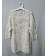 J Jill Woman&#39;s Open Knit Tunic Sweater White 100% Cotton Petite L LP Pul... - £15.60 GBP