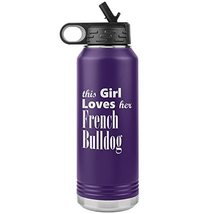 French Bulldog - 32oz Insulated Water Bottle - Purple - £33.22 GBP