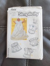 Simplicity Sewing pattern #7355 baby layette &amp; christening gown 6 mos Uc - £7.58 GBP