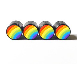 Rainbow Emoji Tire Valve Stem Caps - Black Aluminum - Set of Four - £12.57 GBP