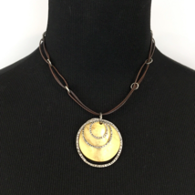 CHICO&#39;S brutalist mixed metal pendant necklace - silver gold-tone circle choker - $18.00