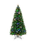 7Ft Pre-Lit Fiber Optic Artificial Pine Christmas Tree W/ 280 Multicolor... - $221.79 CAD