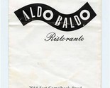 Aldo Baldo Restaurant Menu East Camelback Scottsdale Arizona 1991 - $17.82