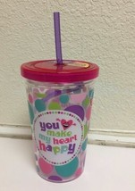 10OZ. Reusable Bpa Free &quot;You Make My Heart Happy&quot; Printed Cup, Free Shipping - £10.17 GBP
