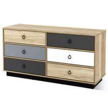 6 Drawers Double Dresser Accent Storage Tower for Bedroom Hallway Entryway - Col - £205.17 GBP