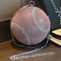 Free Shipping 3 Colors White/Pink Ball Shape Crystal Clutch Bag Ladies Prom Even - £96.81 GBP