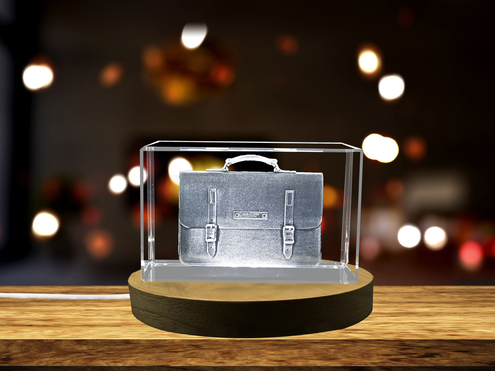 LED Base included | Exquisitely Detailed Crystal Teacher's Bag Sculpture