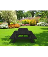 Black Solid Wood Dining Set with Two Benches With Umbrella Hole - $3,010.46 CAD