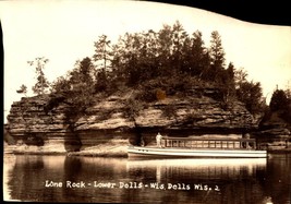 Vintage Real Picture Postcard RPPC Lone Rock Lower Dells Wis. Wisconsin BK44 - £4.73 GBP