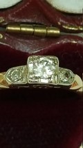 Art Deco  14K  White &amp; Yellow Gold  .37ct Diamond Engagement Ring - $895.50