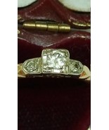 Art Deco  14K  White &amp; Yellow Gold  .37ct Diamond Engagement Ring - £717.55 GBP